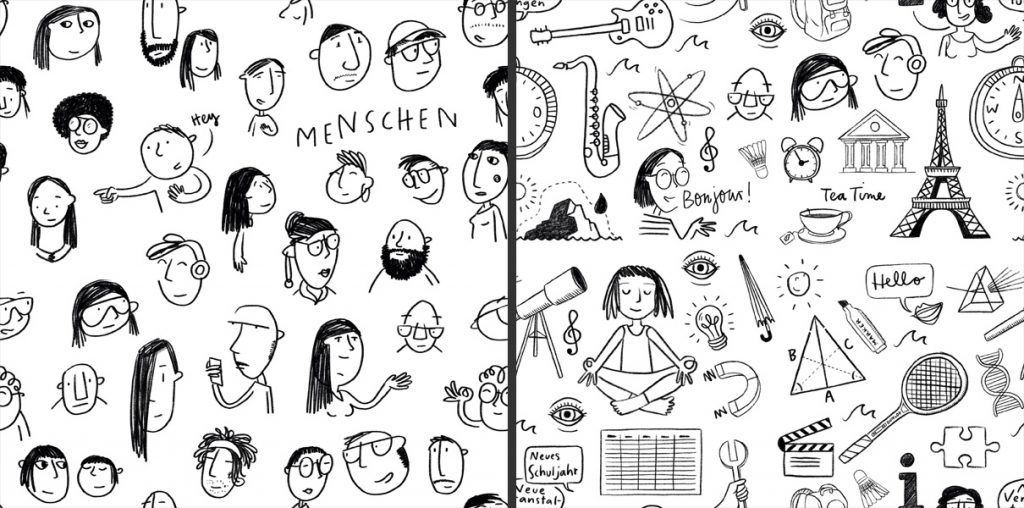 12.1 Illustration von Anja Riese - Patterns für das Albert Schweitzer Gymnasium Berlin