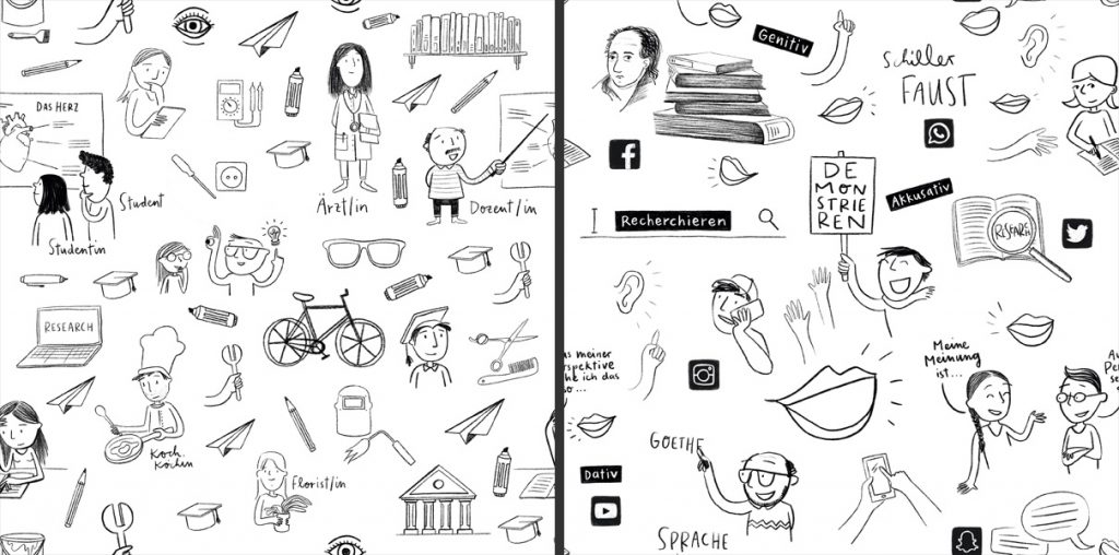 12.2 Illustration von Anja Riese - Patterns für das Albert Schweitzer Gymnasium Berlin