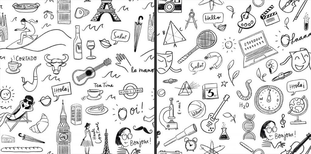 12.3 Illustration von Anja Riese - Patterns für das Albert Schweitzer Gymnasium Berlin